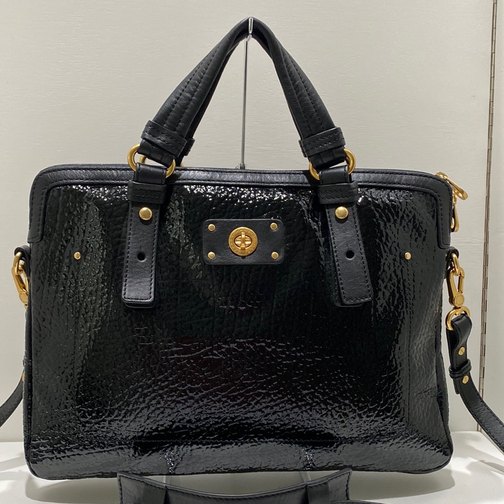 MARC BY MARC JACOBS Black Patent Leather Laptop Case